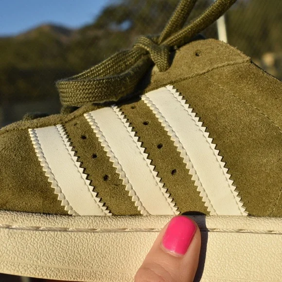 adidas Campus Olive Green White Women's Sneakers - Picture 6 of 14